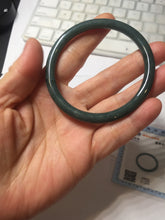 Load image into Gallery viewer, 55.3mm Certified Type A 100% Natural dark green/blue/gray Guatemala slim round cut Jadeite bangle PH145-4305