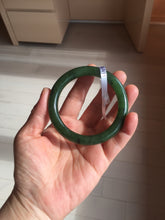 Load image into Gallery viewer, 53.3mm 100% Natural dark green/black round cut nephrite (碧玉) bangle HN98