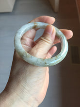 Load image into Gallery viewer, 54.5mm Certified type A 100% Natural light green brown with floating Osmanthus flowers Jadeite bangle PB247-(2795)
