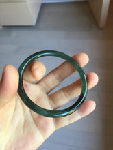Load image into Gallery viewer, 56.4mm Certified Type A 100% Natural black/green/gray Guatemala slim round cut Jadeite bangle PJ42-0657