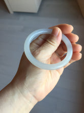 Load image into Gallery viewer, 52.8mm Certified 100% Natural light smoky lavender/soft pink gray(烟紫) nephrite jade bangle HN140-3592