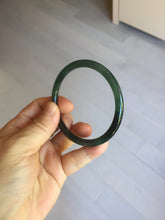 Load image into Gallery viewer, 56.4mm Certified Type A 100% Natural black/green/gray Guatemala slim round cut Jadeite bangle PJ42-0657