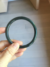 Load image into Gallery viewer, 59.2mm Certified Type A 100% Natural light black/green/gray Guatemala slim round cut Jadeite bangle PJ41-0693