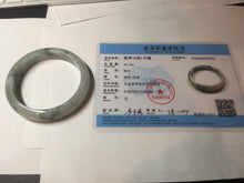 Load image into Gallery viewer, 54.9mm Certificated light green/purple with green floating flowers jadeite jade bangle S84-7072