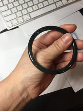 Load image into Gallery viewer, 57mm Type A 100% Natural half black(乌鸡) half icy blue (蓝水) Guatemala Slim Round Cut Jadeite Bangle PJ132-1375