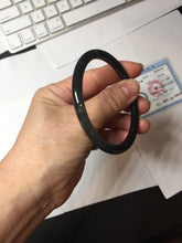 Load image into Gallery viewer, 57mm Type A 100% Natural half black(乌鸡) half icy blue (蓝水) Guatemala Slim Round Cut Jadeite Bangle PJ132-1375