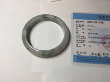Load image into Gallery viewer, 54.9mm Certificated light green/purple with green floating flowers jadeite jade bangle S84-7072