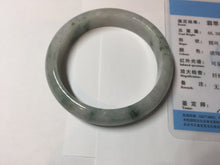Load image into Gallery viewer, 54.9mm Certificated light green/purple with green floating flowers jadeite jade bangle S84-7072