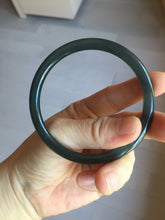 Load image into Gallery viewer, 59.2mm Certified Type A 100% Natural light black/green/gray Guatemala slim round cut Jadeite bangle PJ41-0693