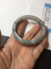 Load image into Gallery viewer, 54.9mm Certificated light green/purple with green floating flowers jadeite jade bangle S84-7072