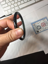 Load image into Gallery viewer, 57mm Type A 100% Natural half black(乌鸡) half icy blue (蓝水) Guatemala Slim Round Cut Jadeite Bangle PJ132-1375