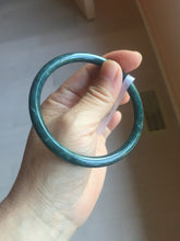 Load image into Gallery viewer, 60.5mm Certified Type A 100% Natura dark blue/green/gray/black Guatemala slim round cut Jadeite bangle AZ153-2062