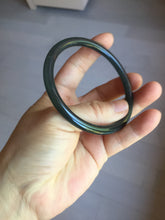 Load image into Gallery viewer, 59.2mm Certified Type A 100% Natural light black/green/gray Guatemala slim round cut Jadeite bangle PJ41-0693