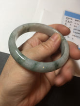 Load image into Gallery viewer, 54.9mm Certificated light green/purple with green floating flowers jadeite jade bangle S84-7072