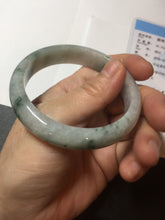 Load image into Gallery viewer, 54.9mm Certificated light green/purple with green floating flowers jadeite jade bangle S84-7072