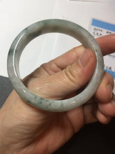 Load image into Gallery viewer, 54.9mm Certificated light green/purple with green floating flowers jadeite jade bangle S84-7072