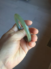 Load image into Gallery viewer, 53mm certified 100% Natural lake green gray slim round cut nephrite bangle HN142-6918