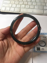 Load image into Gallery viewer, 59.2mm Certified Type A 100% Natural light black/green/gray Guatemala slim round cut Jadeite bangle PJ41-0693