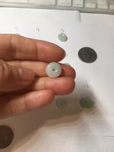 Load image into Gallery viewer, 10-12.8mm Type A 100% Natural light green sunny green white Jadeite Safety Guardian Button donuts pendant PH62 Add on item
