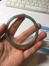 Load image into Gallery viewer, 53mm certified 100% Natural lake green gray slim round cut nephrite bangle HN142-6918