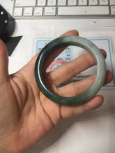 Load image into Gallery viewer, AllaboutjadeCanada.com only 55.5mm certified 100% natural Type A oily dark green gray black(老油青) half mountain half water (半山半水) jadeite jade bangle PC257-0052