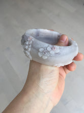 Load image into Gallery viewer, 58mm 100% natural white/gray/pink/brown/purple Quartzite (Shetaicui jade) carved flowers bangle XY111