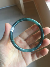 Load image into Gallery viewer, 60.6mm Certified Type A 100% Natura dark blue/green/gray/black Guatemala slim round cut Jadeite bangle AZ151-2054