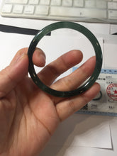 Load image into Gallery viewer, 56.4mm Certified Type A 100% Natural black/green/gray Guatemala slim round cut Jadeite bangle PJ42-0657