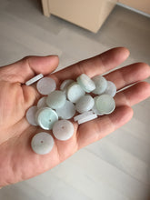 Load image into Gallery viewer, 14.8mm Type A 100% Natural icy watery light purple/yellow/white /green Jadeite Jade Safety Guardian Button Pendant group AX161
