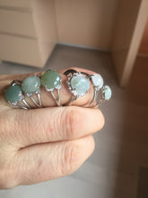 Load image into Gallery viewer, 100% natural type A icy watery green dark green four-prong jadeite jade ring group AA92