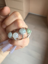 Load image into Gallery viewer, 100% natural type A icy watery green dark green four-prong jadeite jade ring group AA92