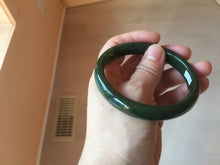 Load image into Gallery viewer, 59.2mm certified 100% Natural dark green/black nephrite (碧玉) bangle HN24-9139