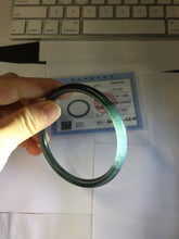 Load image into Gallery viewer, 62mm Type A 100% Natural black icy blue (蓝水) Guatemala Slim Round Cut Jadeite Bangle PJ133-1366