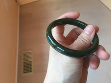 Load image into Gallery viewer, 59.2mm certified 100% Natural dark green/black nephrite (碧玉) bangle HN24-9139