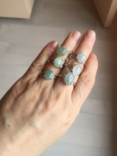 Load image into Gallery viewer, 100% natural type A icy watery green dark green four-prong jadeite jade ring group AA92