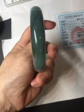 Load image into Gallery viewer, 57.5mm Certified type A 100% Natural oily dark green (老油青) blue gray black Mountains Afar (远山)Jadeite bangle PC259-0552