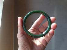 Load image into Gallery viewer, 60mm certified 100% Natural dark green/black round cut nephrite (碧玉) bangle HN23-9145