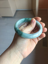 Load image into Gallery viewer, 57mm Certified Type A 100% Natural sunny green/gray/black chubby Jadeite bangle PB243-9556