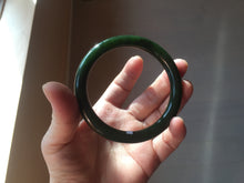 Load image into Gallery viewer, 60mm certified 100% Natural dark green/black round cut nephrite (碧玉) bangle HN23-9145