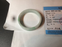 Load image into Gallery viewer, 52.8mm Certified type A 100% Natural sunny green/white square Jadeite Jade bangle BF63-4716