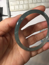 Load image into Gallery viewer, 58.7mm Type A 100% Natural icy watery light green/blue/gray Guatemala slim round cut Jadeite bangle PJ43-0685