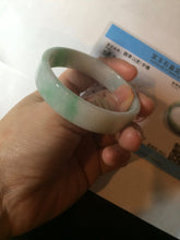 Load image into Gallery viewer, 52.8mm Certified type A 100% Natural sunny green/white square Jadeite Jade bangle BF63-4716