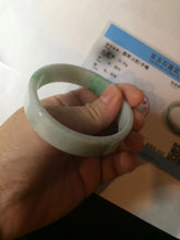 Load image into Gallery viewer, 52.8mm Certified type A 100% Natural sunny green/white square Jadeite Jade bangle BF63-4716