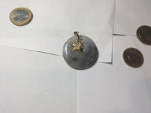 Load image into Gallery viewer, 35.3mm 100% natural black white yellow jadeite jade(Wuji, 乌鸡) Safety Guardian Button donuts pendant /worry stone/decor PH65