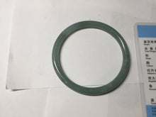Load image into Gallery viewer, 58.5mm Certified Type A 100% Natural light green/blue/gray Guatemala slim round cut Jadeite bangle PD72-8135