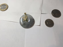 Load image into Gallery viewer, 35.3mm 100% natural black white yellow jadeite jade(Wuji, 乌鸡) Safety Guardian Button donuts pendant /worry stone/decor PH65