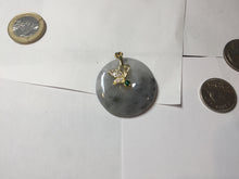Load image into Gallery viewer, 35.3mm 100% natural black white yellow jadeite jade(Wuji, 乌鸡) Safety Guardian Button donuts pendant /worry stone/decor PH65