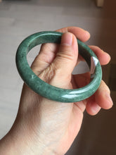 Load image into Gallery viewer, 58mm certified type A 100% Natural oily spinach green jadeite jade bangle PC12-9257