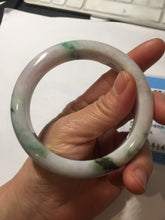 Load image into Gallery viewer, 60.5mm certified type A 100% Natural sunny green/purple chubby Jadeite jade bangle PH188-1255