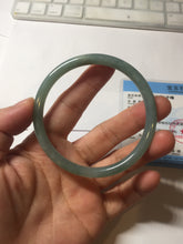 Load image into Gallery viewer, 58.5mm Certified Type A 100% Natural light green/blue/gray Guatemala slim round cut Jadeite bangle PD72-8135